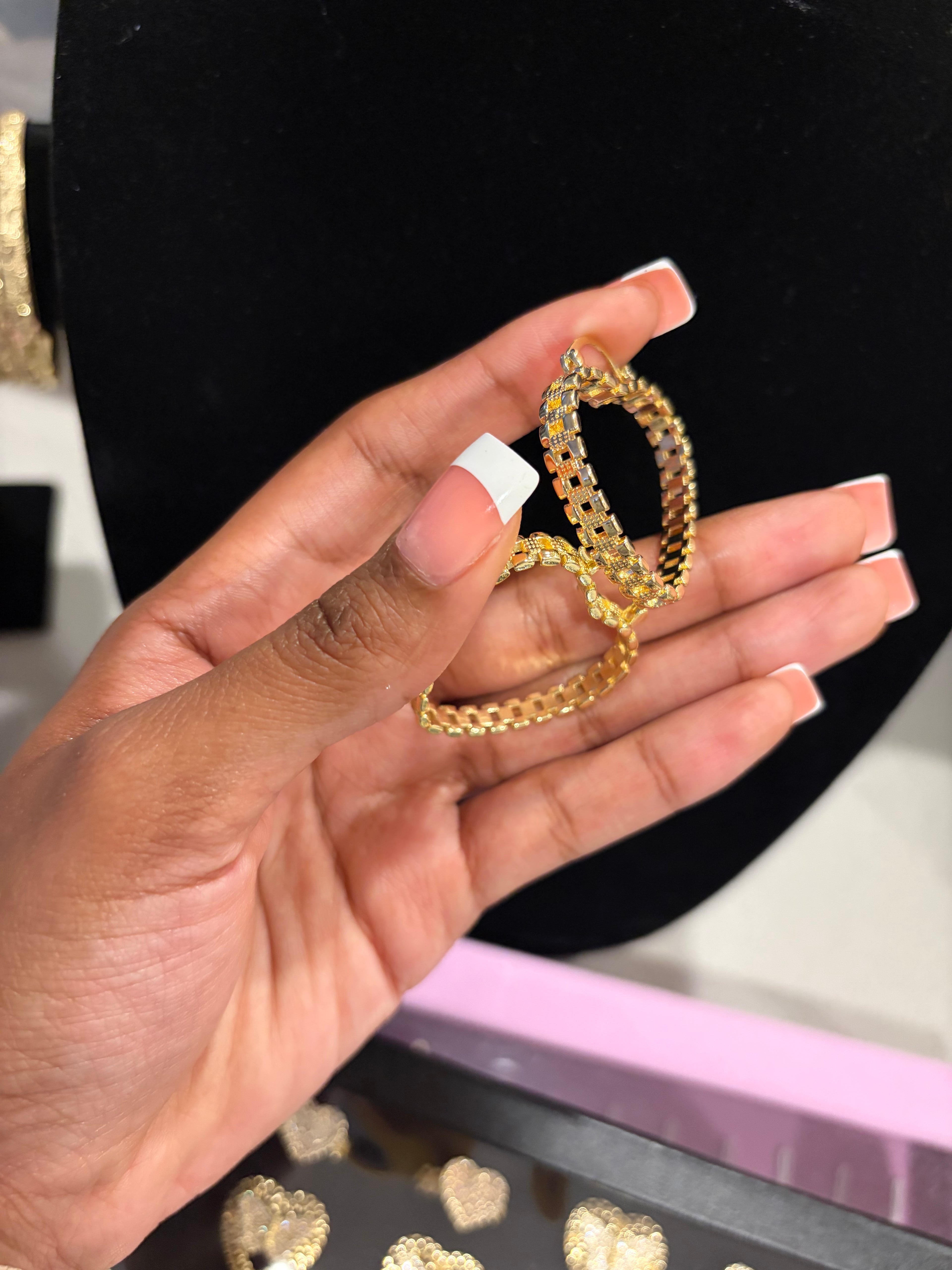 SMALL ROLEX HEART HOOP EARRINGS
