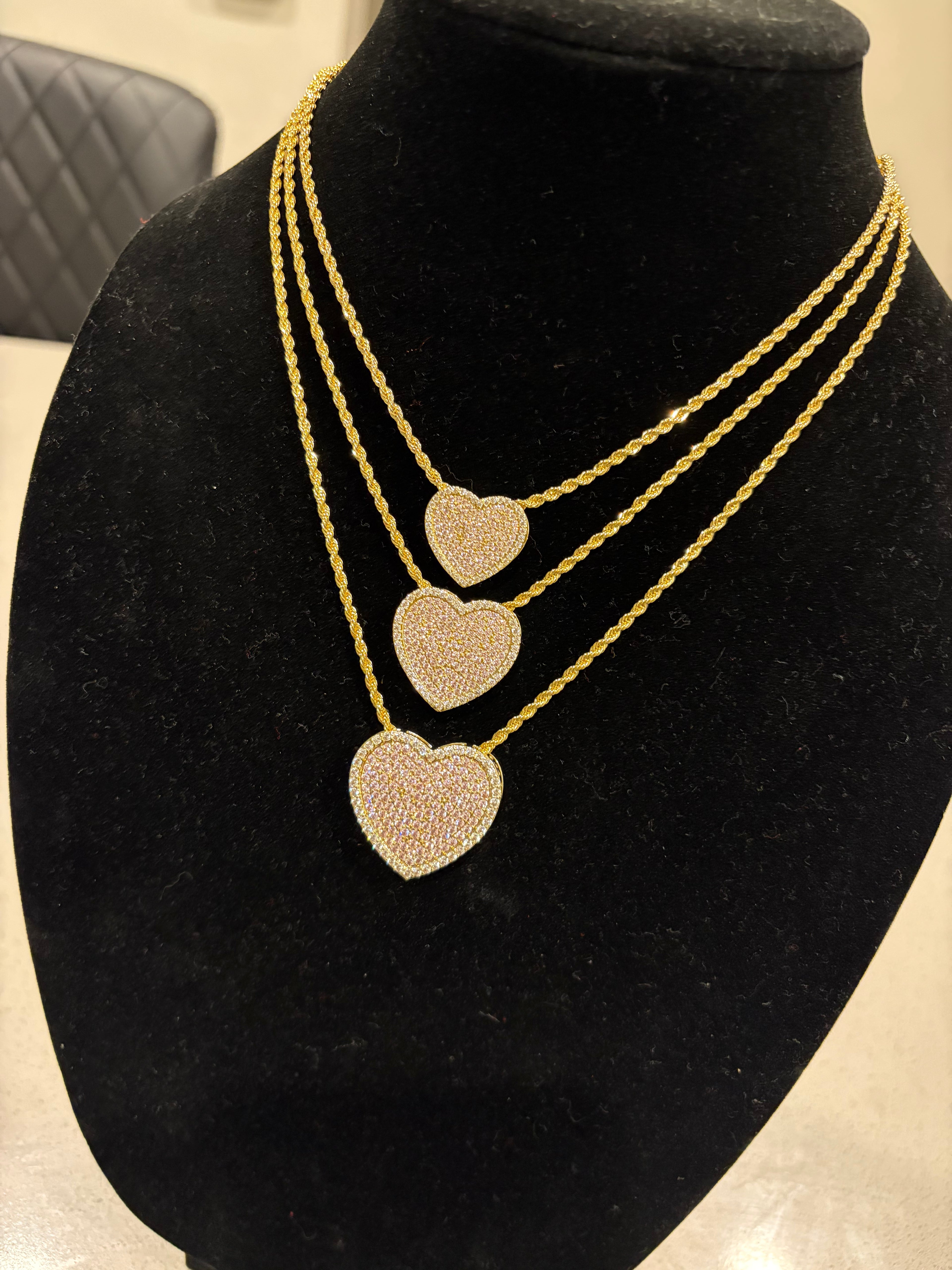 PINK BLING HEART NECKLACE
