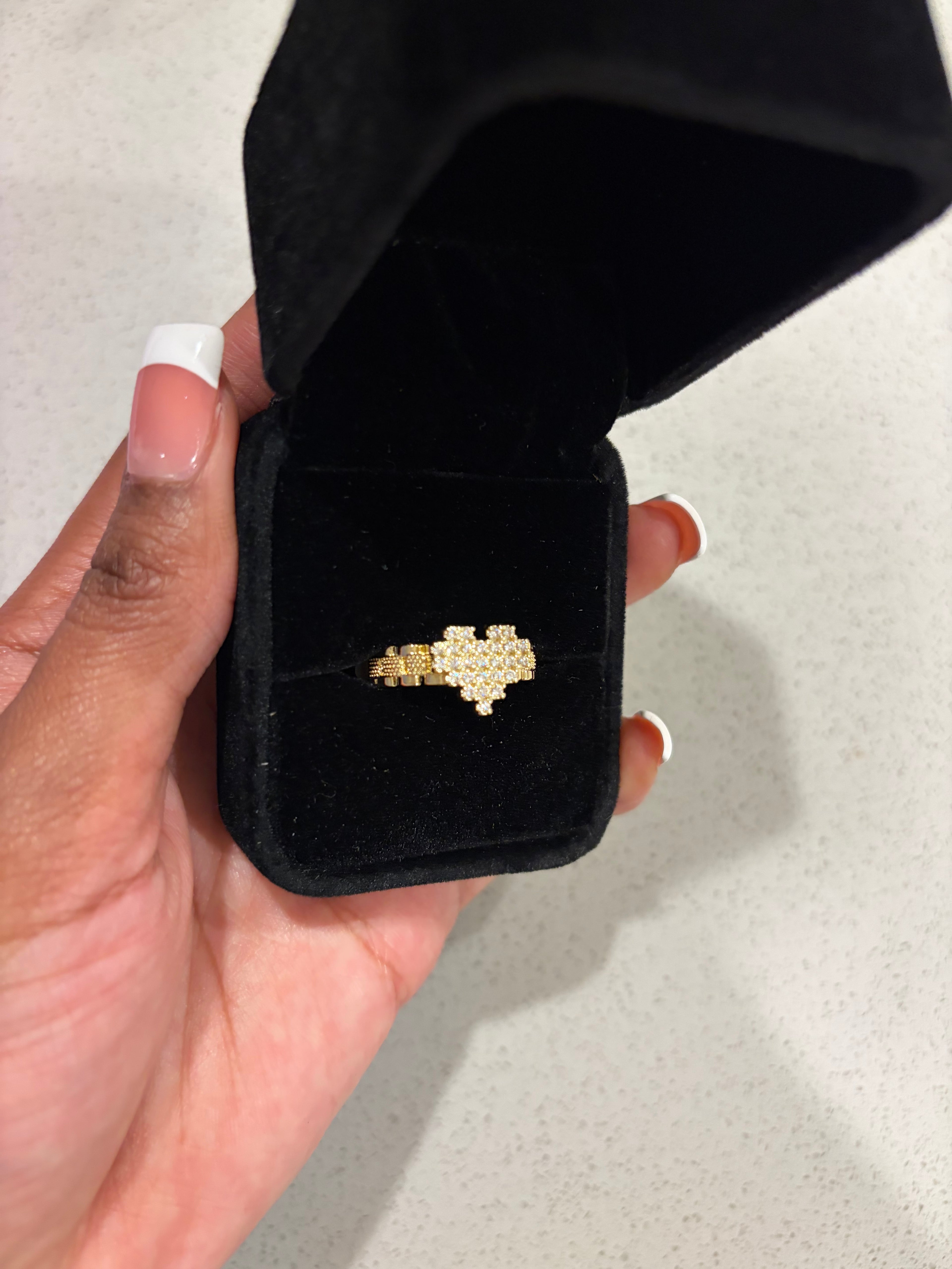 PIXEL HEART BLING RING