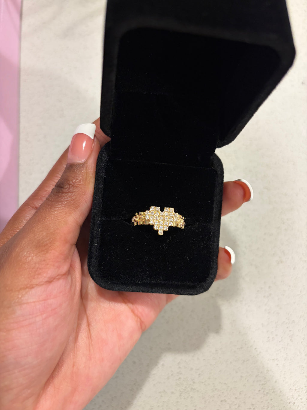 PIXEL HEART BLING RING