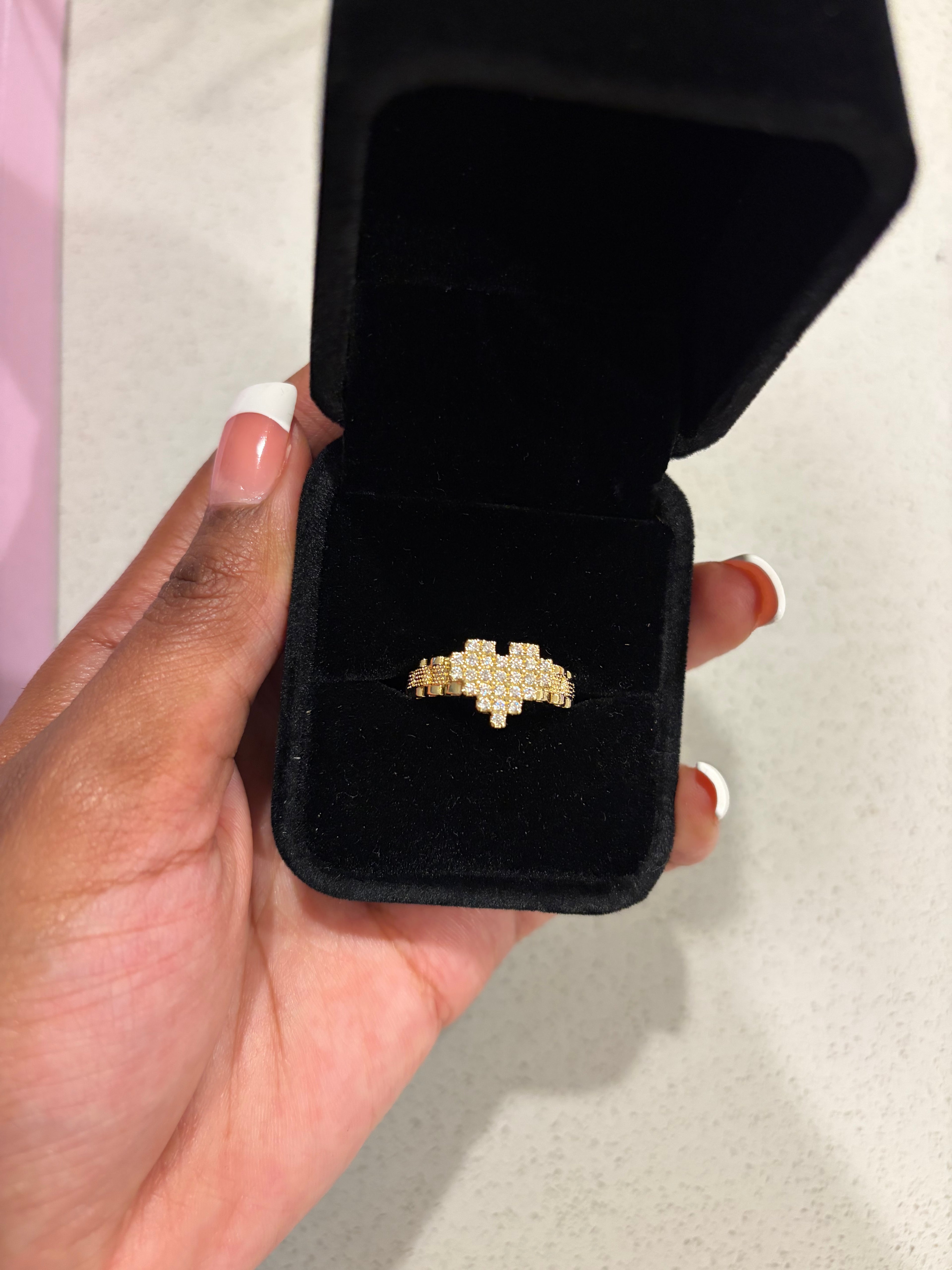 PIXEL HEART BLING RING
