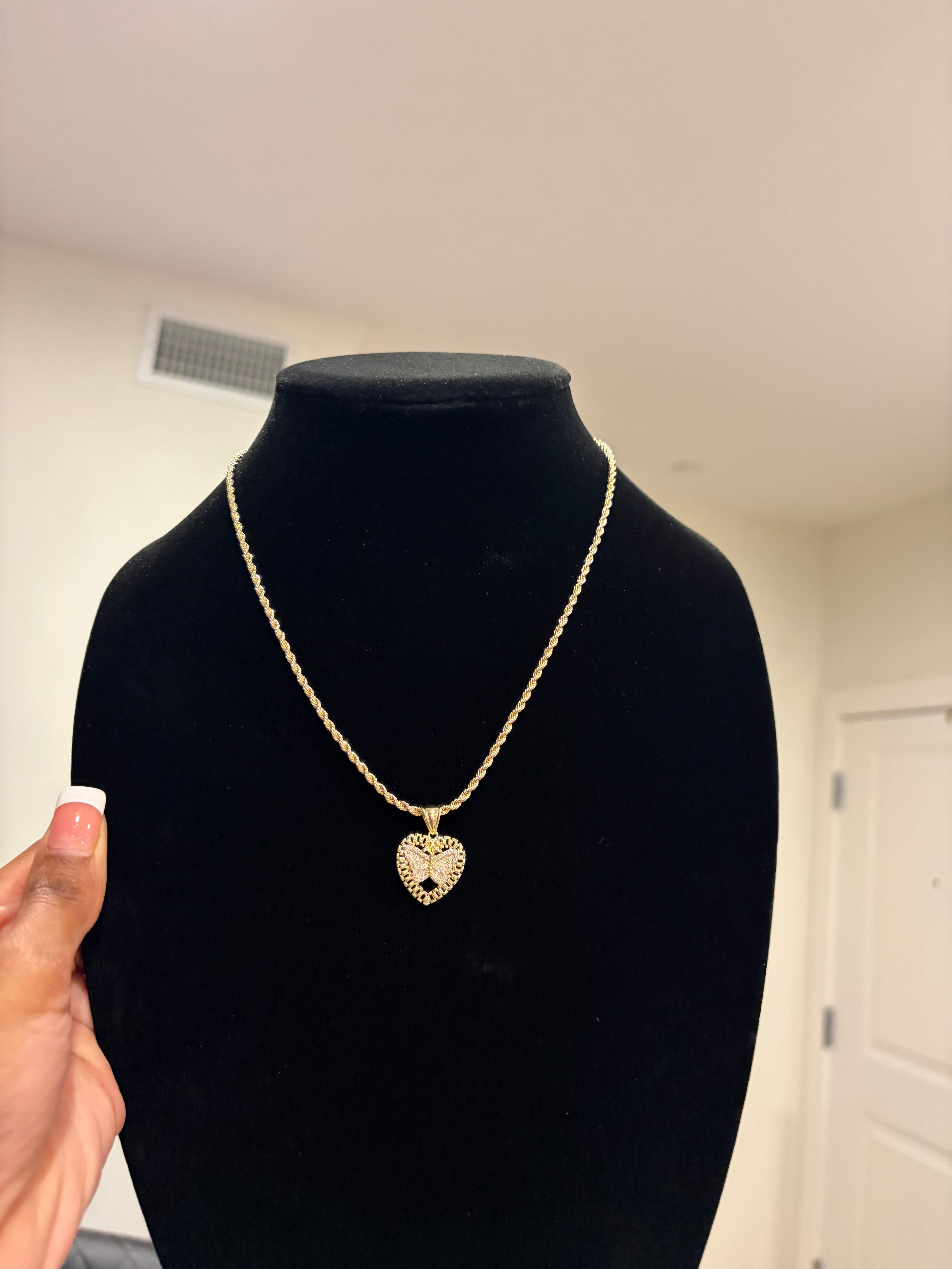BUTTERFLY HEART ROLEX NECKLACE