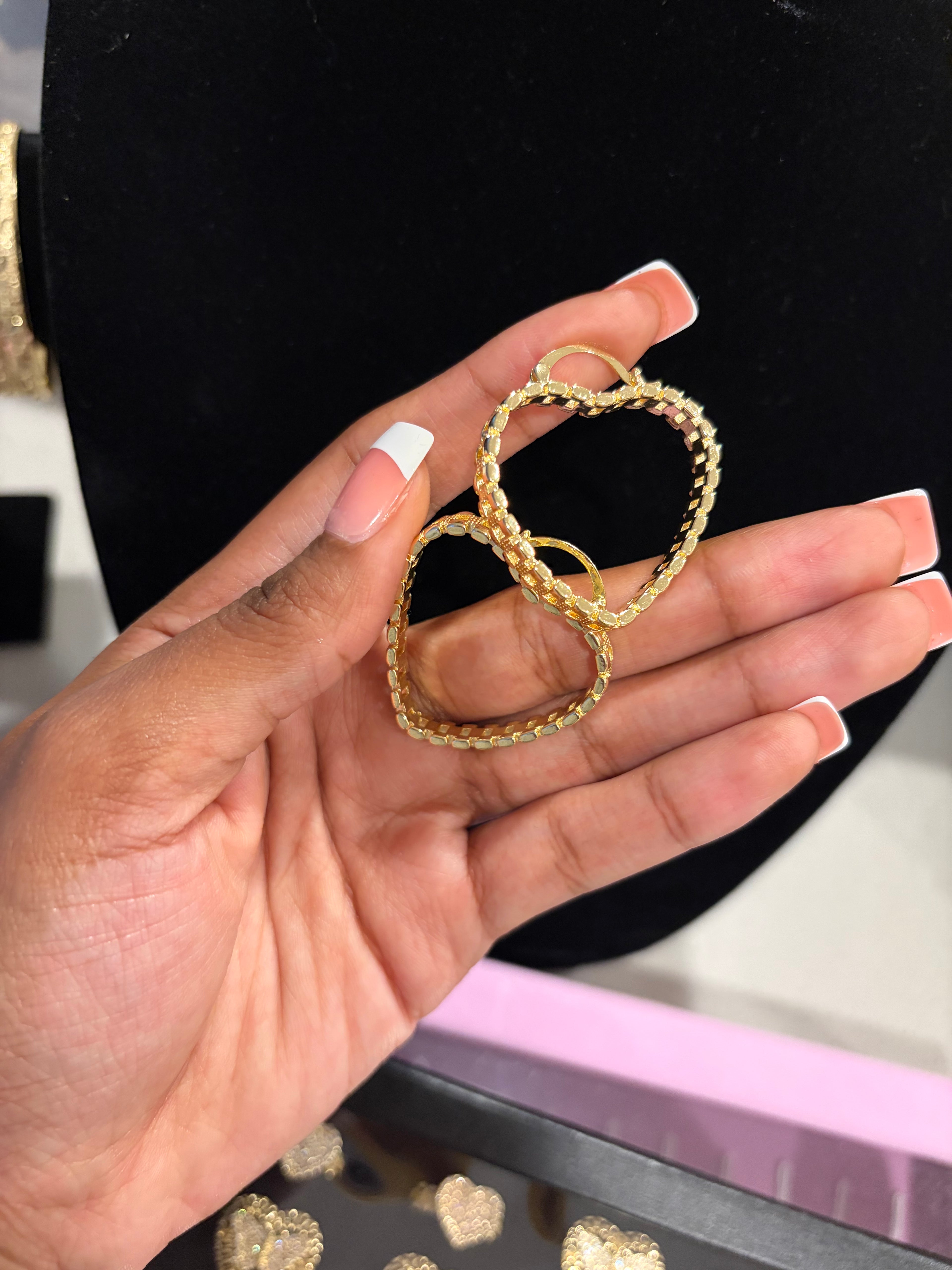 SMALL ROLEX HEART HOOP EARRINGS