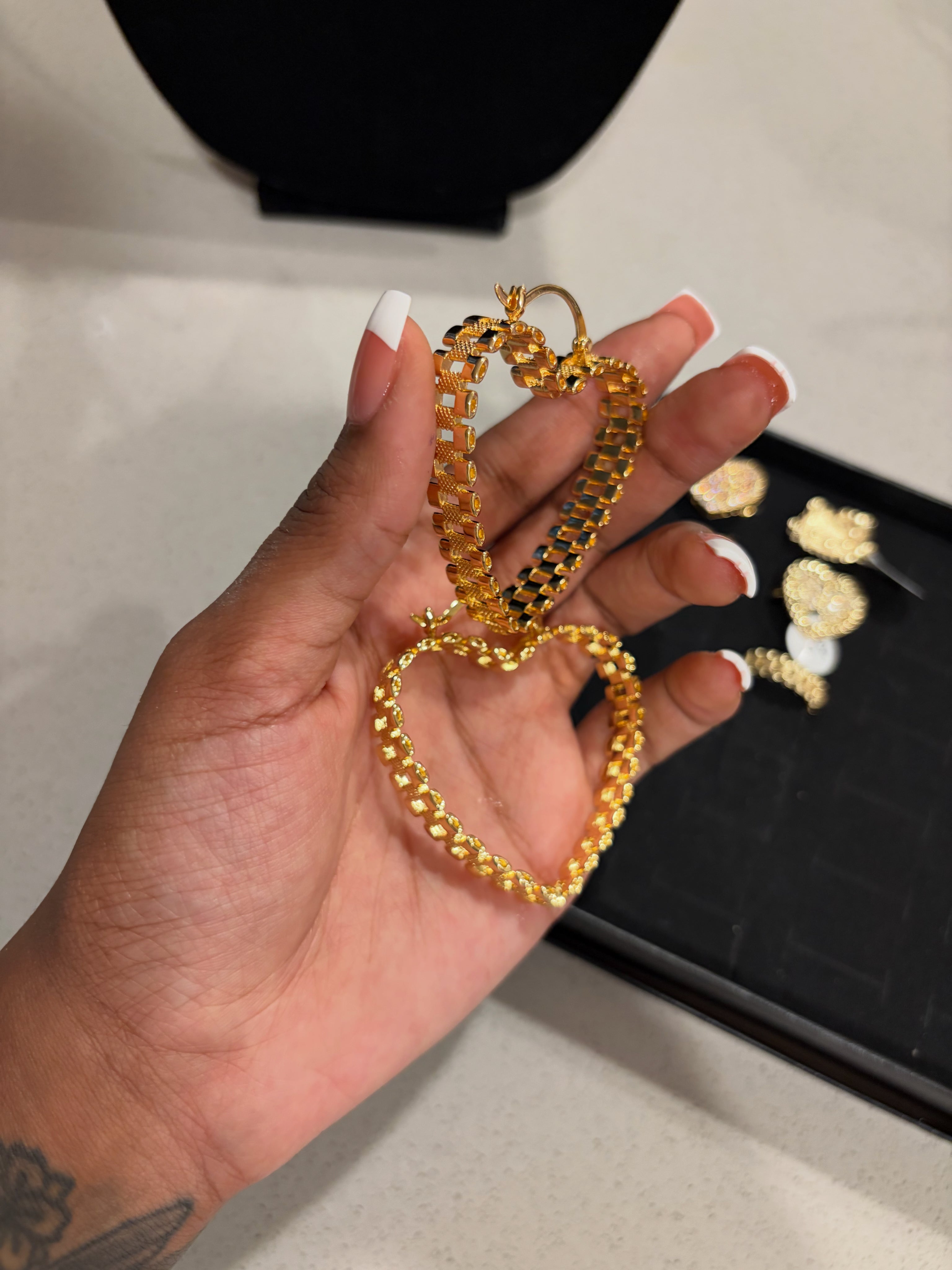 ROLEX HEART HOOP EARRINGS